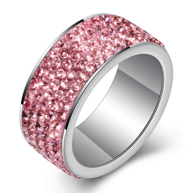 Stainless Steel Ring Crystal Charm Ring