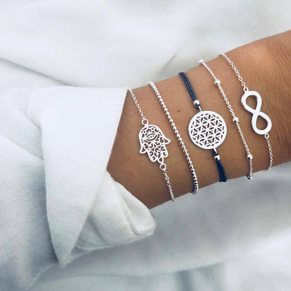 5 Piece Hamsa Infinity Bracelet Set