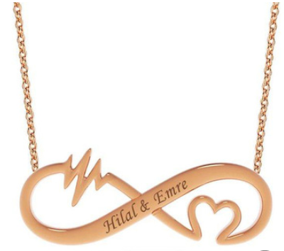 Couple 8-character Infinity Cardiogram Lettering Necklace