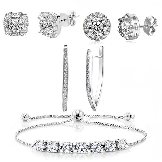 18K White Gold Plated Plated 4 Pack Set