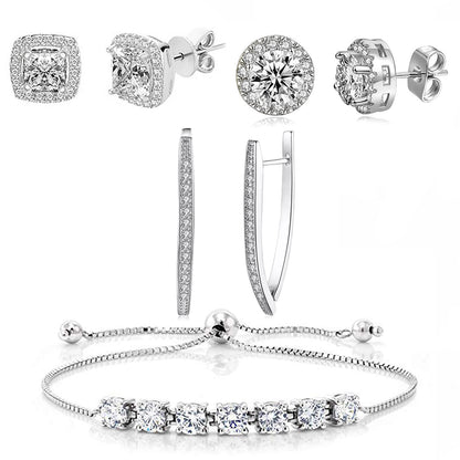18K White Gold Plated Plated 4 Pack Set