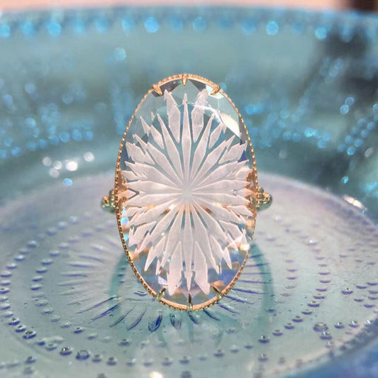 Summer Vintage Ice Crystal Floating Flower Ring
