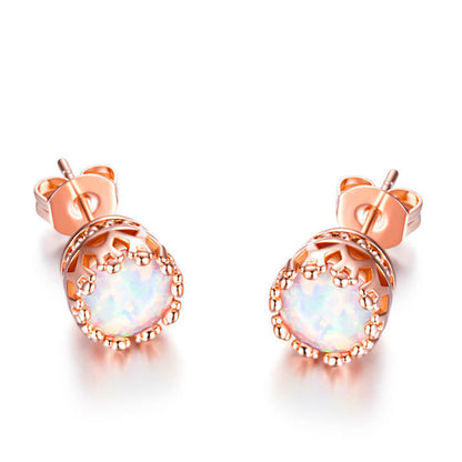Rose Gold Opal Created Stud Earrings