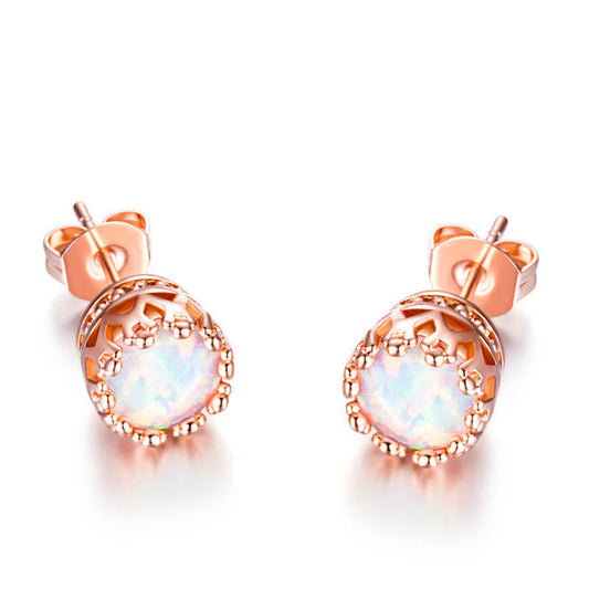 Rose Gold Opal Created Stud Earrings