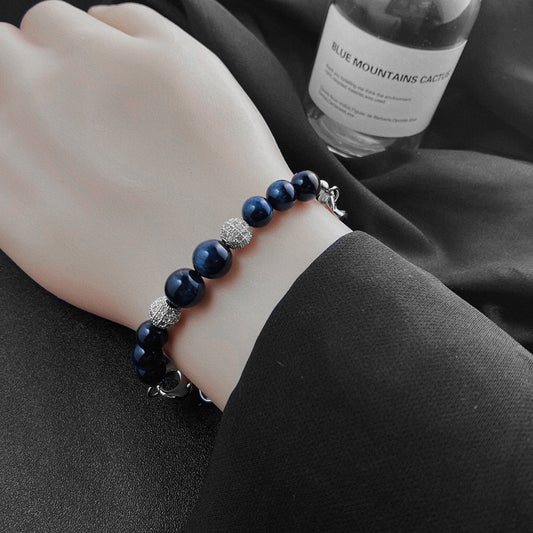 Adjustable Obsidian Cuban Chain Link Bracelet