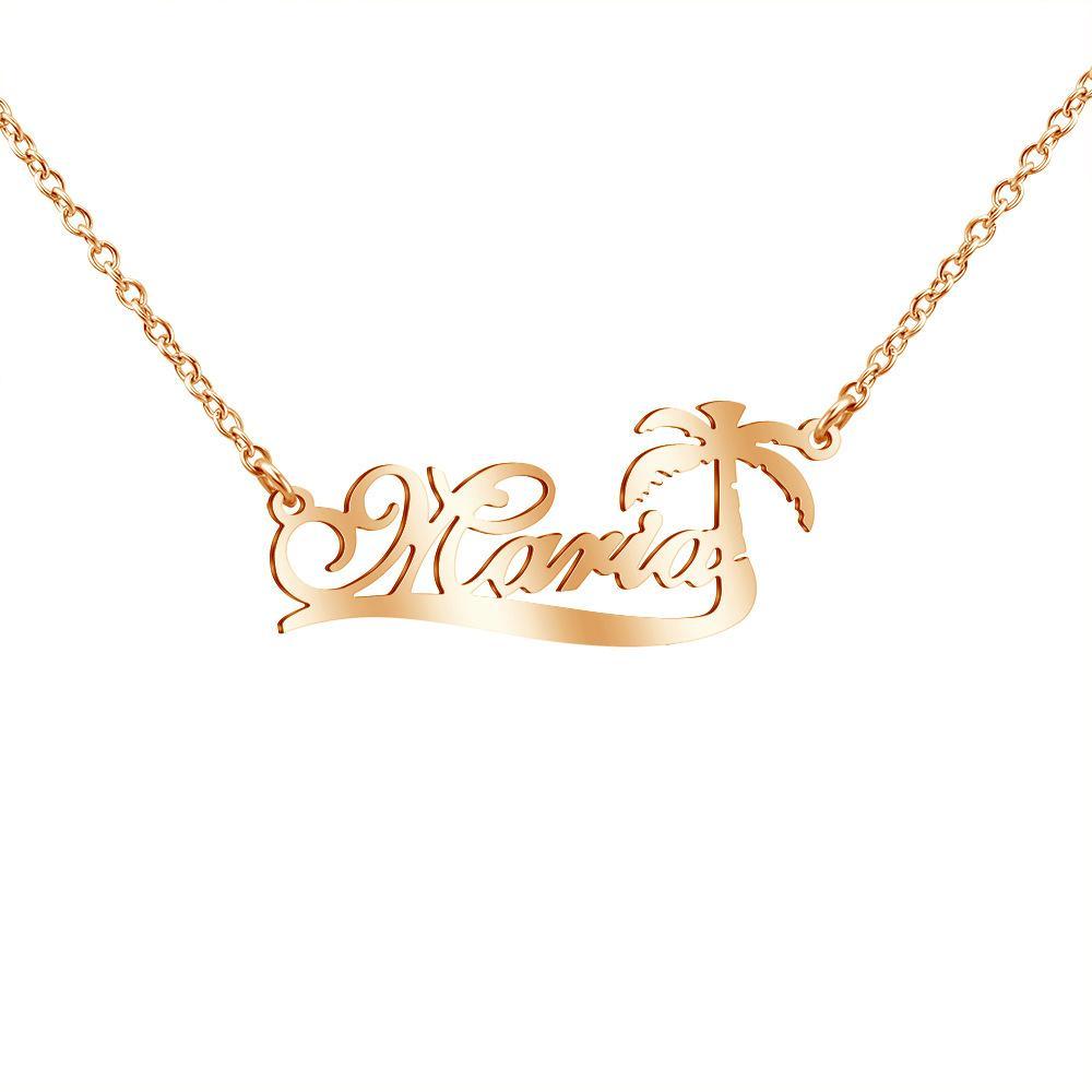 Creative Personalized Island Holiday Coconut Tree Name Necklace
