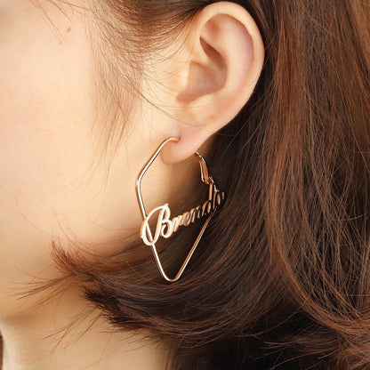 Square English Name Brenda Earrings
