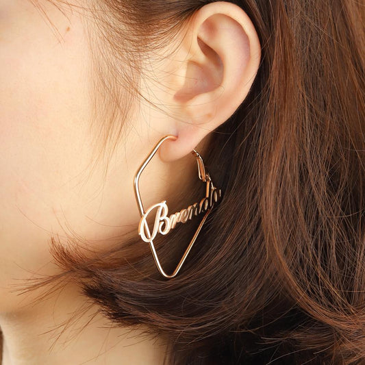 Square English Name Brenda Earrings