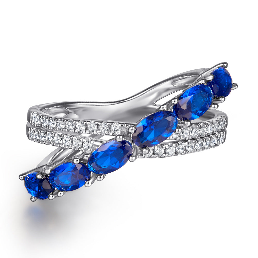 Blue Gemstone Sterling Silver Ring
