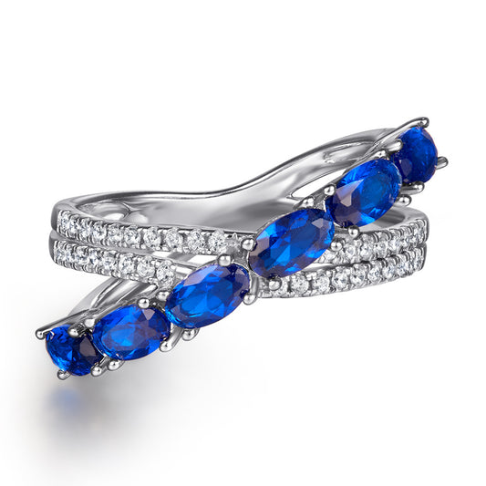 Blue Gemstone Sterling Silver Ring