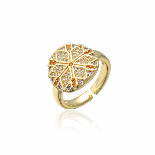 Retro Astrolabe Shaped Women's Micro-inlaid Zircon Ring