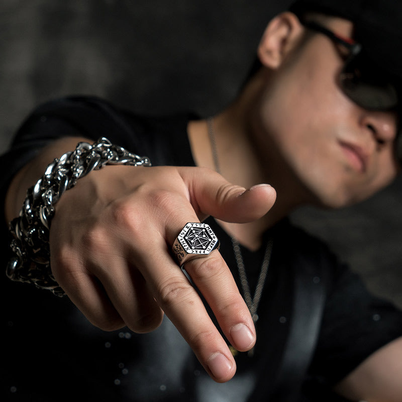 Titanium Steel Ring for Men Nordic Viking 