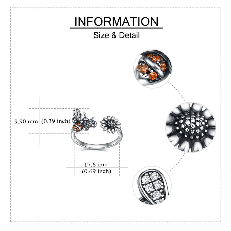 Adjustable Fancy Sterling Silver Rings size and detail