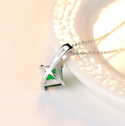 Sterling Silver Necklace Female Clavicle Chain Grandmother Green Jewelry Fashion Accessories Wholesale