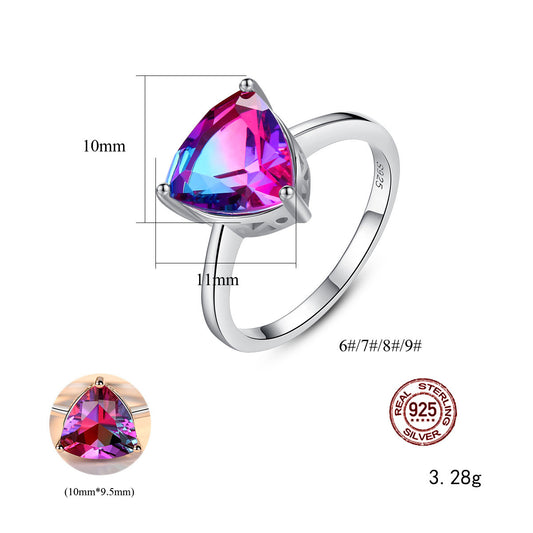 Rainbow Glow Stone Weeding S925 Ring