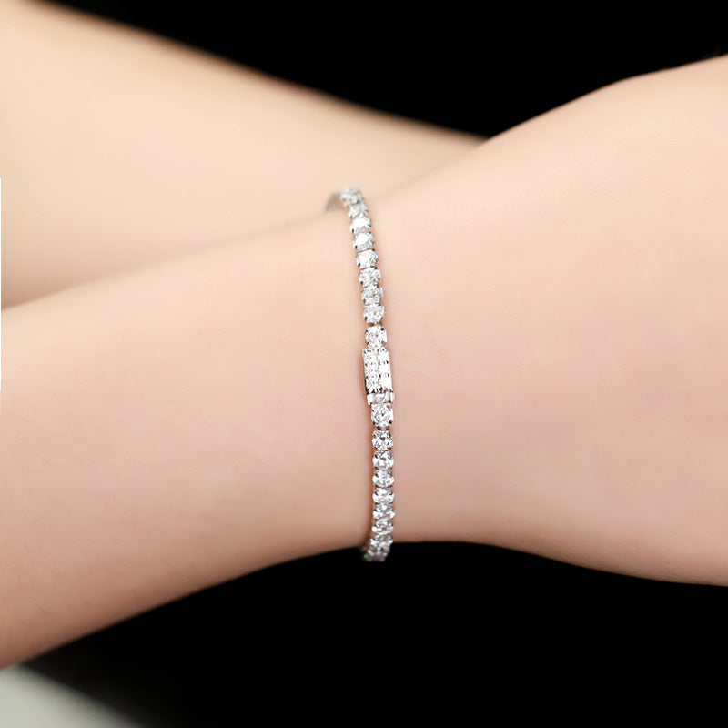 Women's Sterling Silver Zircon Hip Hop Jewelry Bracelet