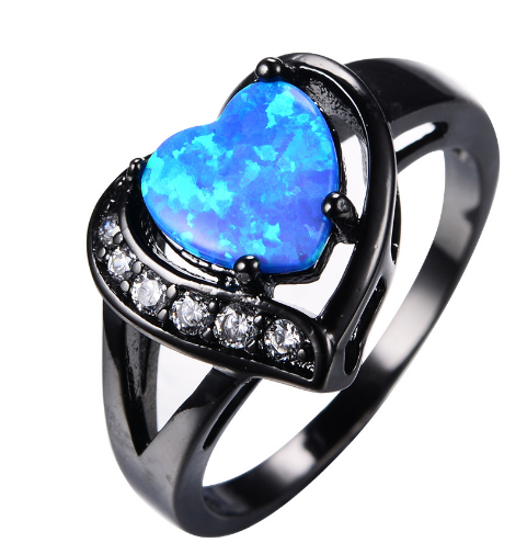 Black Gold Zircon Engagement Rings blue