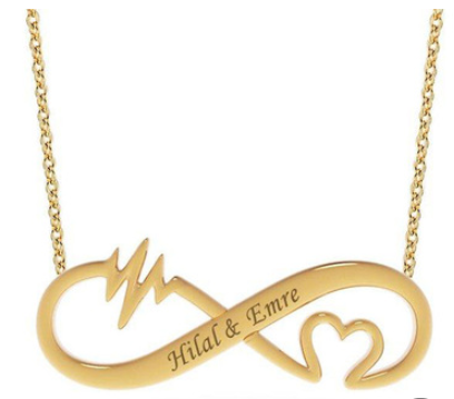 Couple 8-character Infinity Cardiogram Lettering Necklace