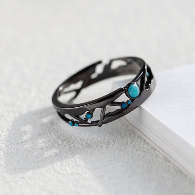 Hollow Couple Ring Black