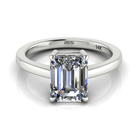Platinum Moissanite Engagement Rings Four-Claw Shaped 