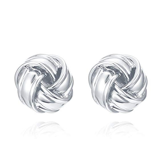 Twist Stud Earrings - White Gold Filled