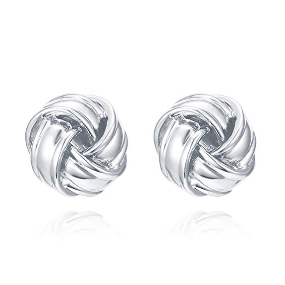 Twist Stud Earrings - White Gold Filled