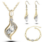 Crystal Earrings Necklace Bracelet Three-piece suit