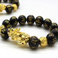 Natural Obsidian Bracelet Gold Leather Embroidered Men And Women