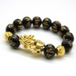 Natural Obsidian Bracelet Gold Leather Embroidered Men And Women