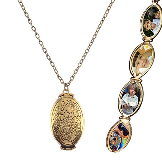 Multi-layer photo box necklace