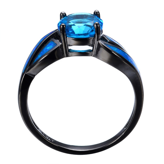 Aqua Blue Zircon Diamond Ring