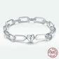Fashion Simple Love Paperclip S925 Silver Bracelet