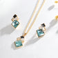 Square Glass Crystal Inlaid Pendant Jewelry Set