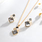 Square Glass Crystal Inlaid Pendant Jewelry Set
