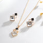 Square Glass Crystal Inlaid Pendant Jewelry Set