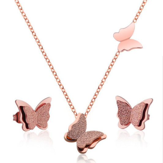Stainless Steel Butterfly Necklace Female Temperament Clavicle Chain