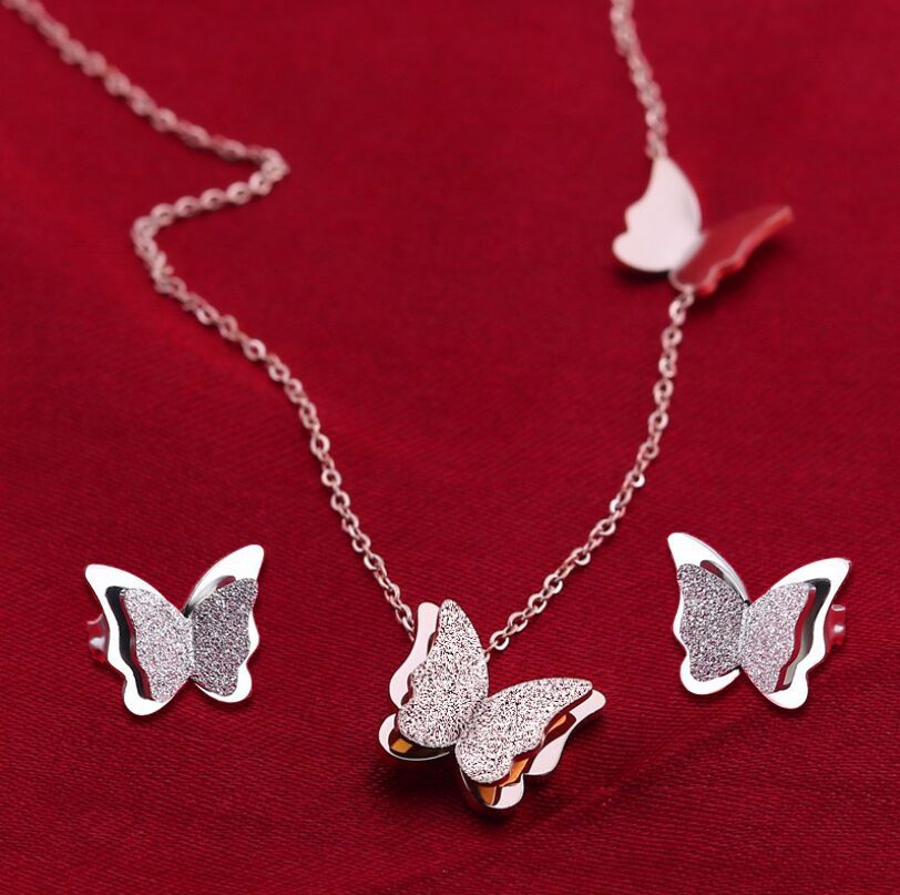 Stainless Steel Butterfly Necklace Female Temperament Clavicle Chain