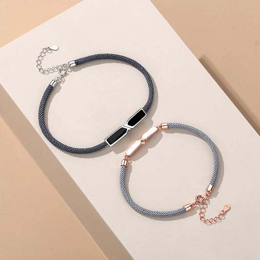 Sterling Silver Couple Bracelet Commemorative Bracelet