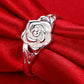 Pure Silver Rose Flower Ring