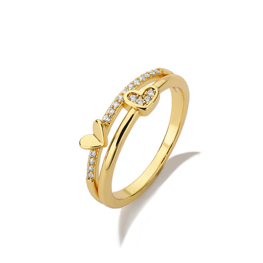 Stainless Steel Zirconia Inlay Ring gold