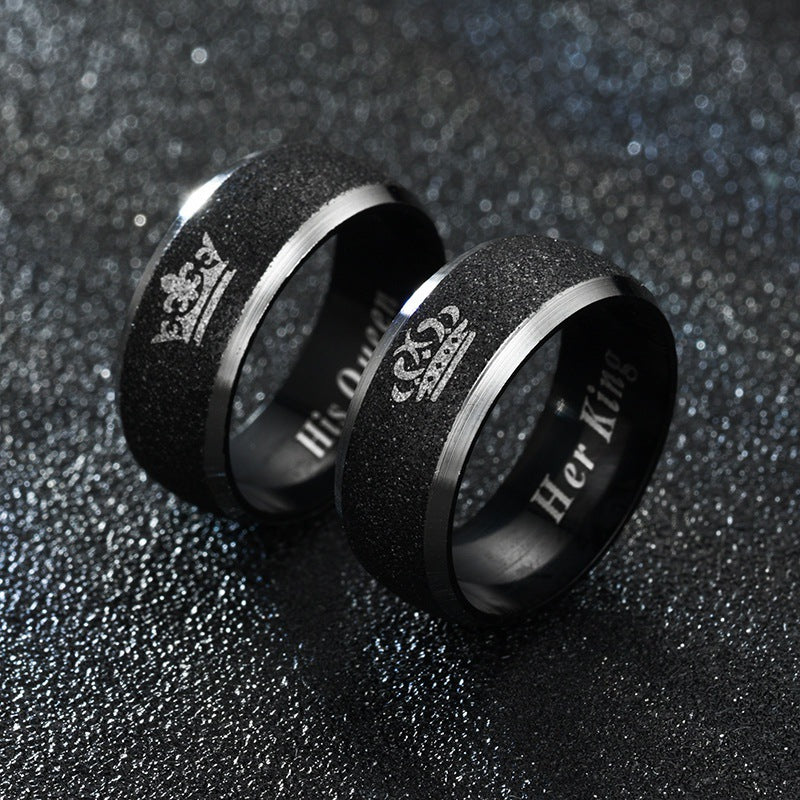 Pure Black Stainless Steel Rings for Couple