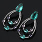 Green Big Water Drop Dangle Earrings Full Pave Zirconia Colorful