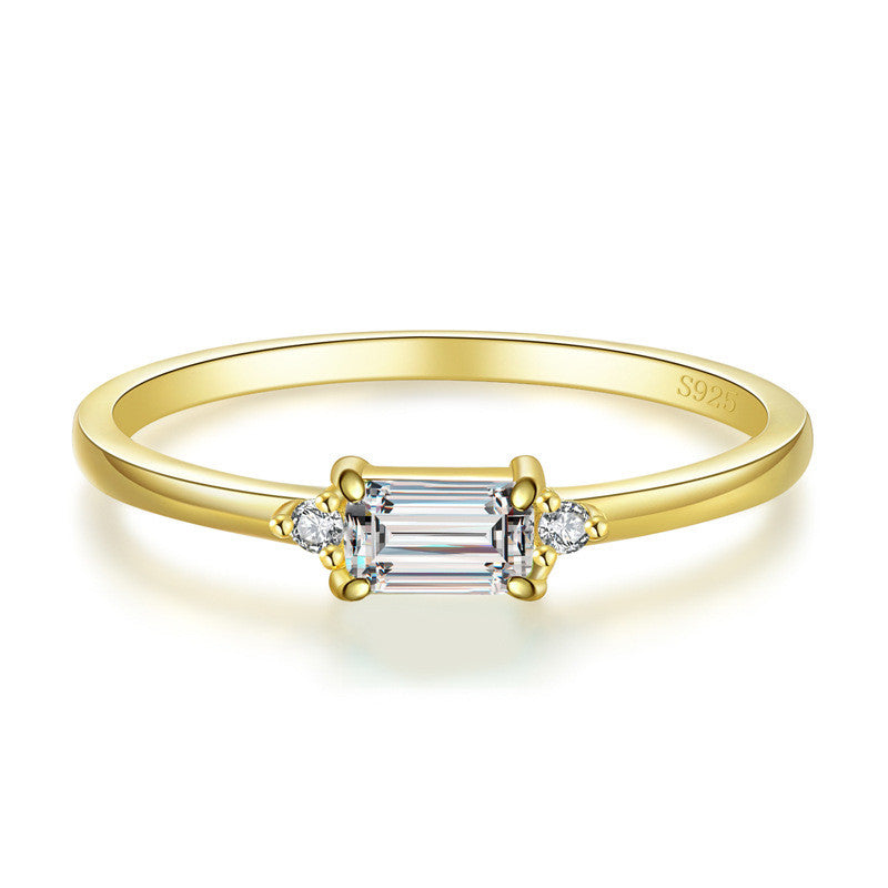 925 Sterling Silver Simple Fashion Ring gold