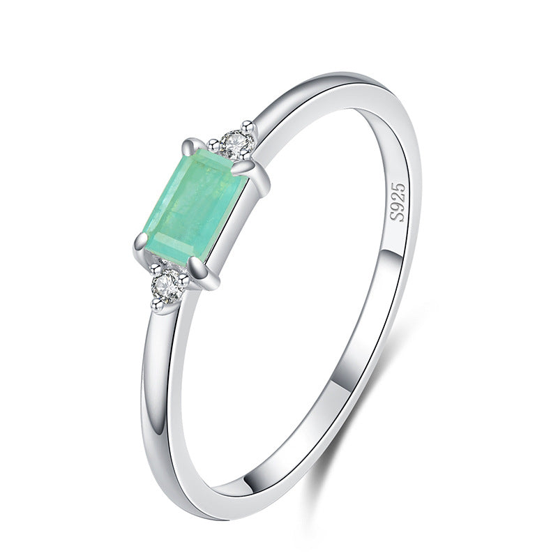925 Sterling Silver Simple Fashion Ring green