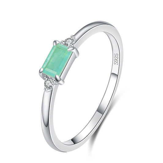 925 Sterling Silver Simple Fashion Ring green