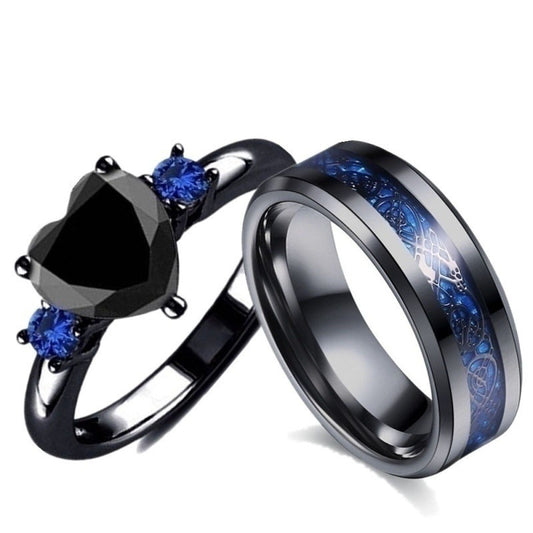 Black Heart Gemstone Ring For Wedding 