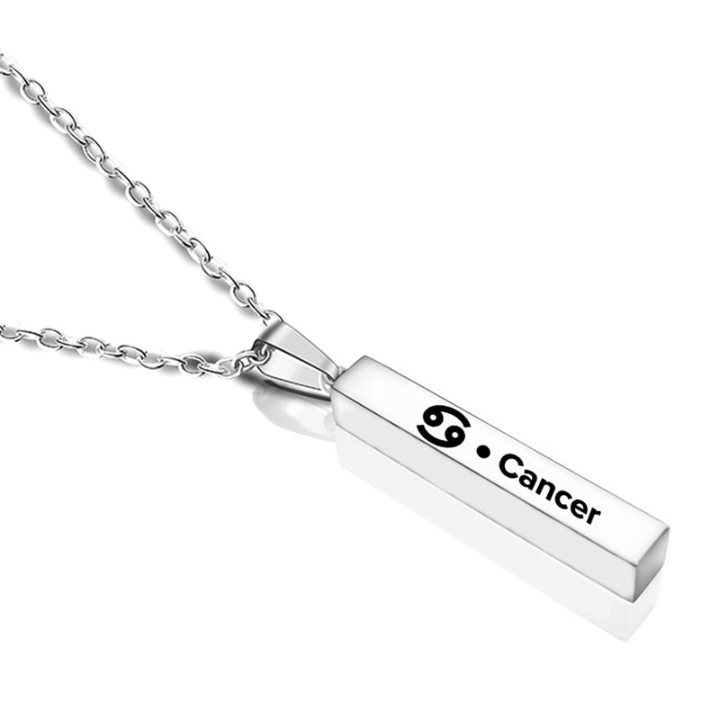 New 12 Constellation Long Bar Stainless Steel Pendant