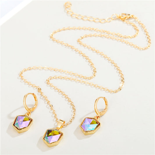 New Colorful Crystal Pendant Hao Stone Jewelry Set