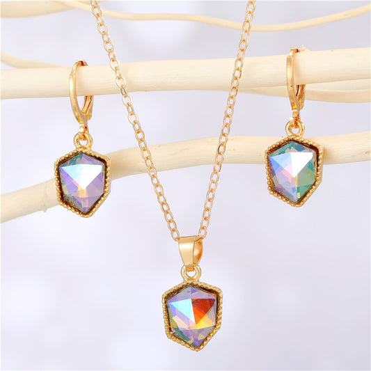 New Colorful Crystal Pendant Hao Stone Jewelry Set