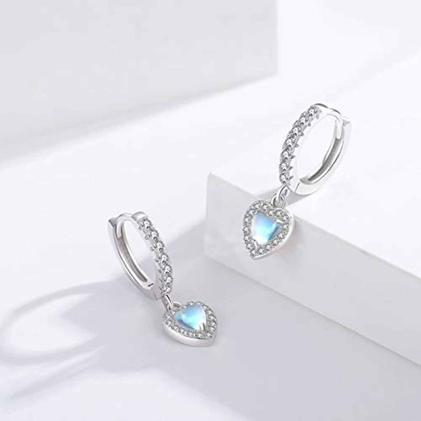 Moonstone Heart Earrings